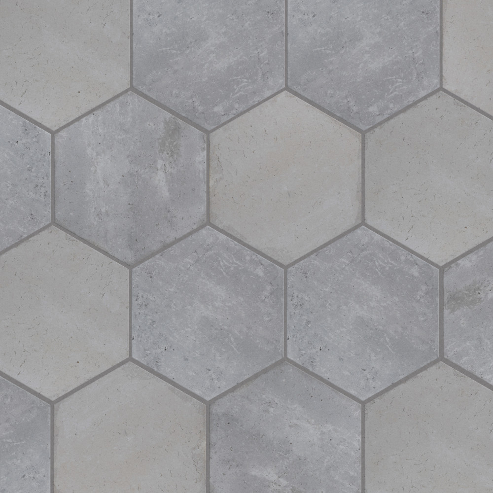 Brickyard Hex White 8.5x9.88 Hexagon Porcelain Floor and Wall Digital Pattern