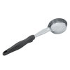 4-ounce one-piece heavy-duty stainless steel perforated round bowl Spoodle® utensil with black nylon handle