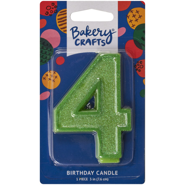 4 Glitter Numeral Candles