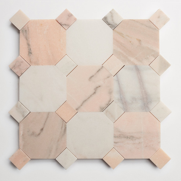 lapidary: zio & sons + clé | pink/grey octagon + pink/grey bouchon (bundle) 