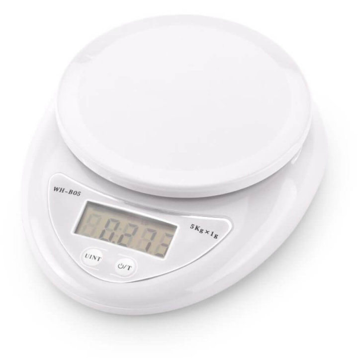 Balanza elecrónica de 11 centímetros plataforma redonda ABS plástico en blanco