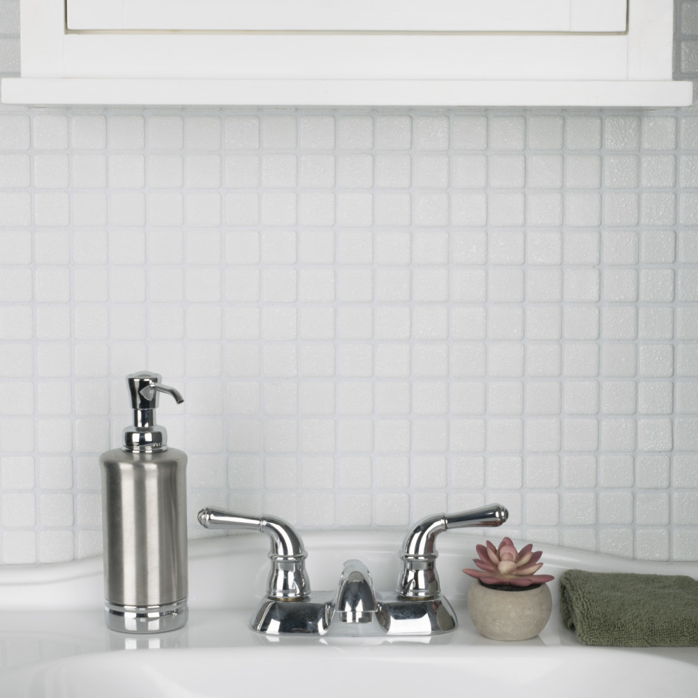 Crystalline Square White 12 in. x 12 in. Porcelain Mosaic Tile