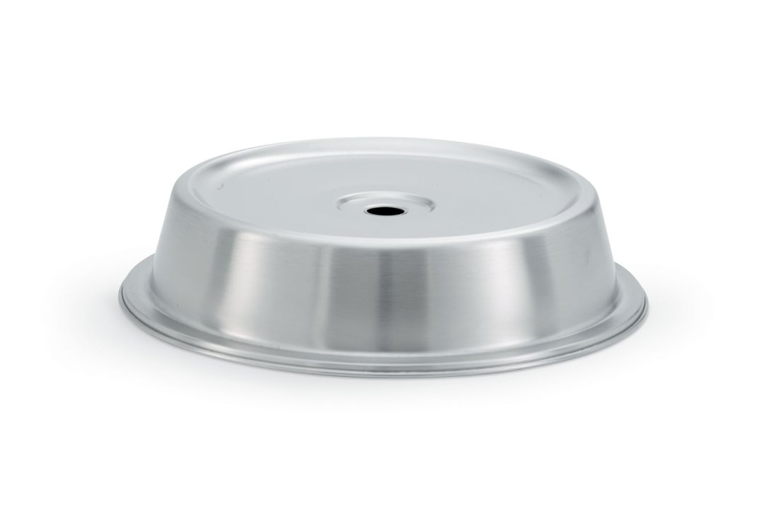 Stainless steel dome plate cover in satin finish for 9 11/16- to 9 ¾-inch stainless steel plates