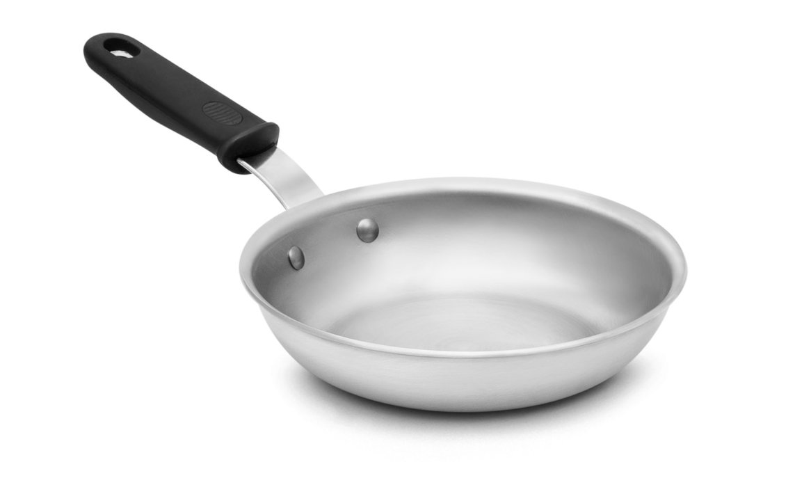 8-inch Wear-Ever® aluminum fry pan with natural finish and silicone handle