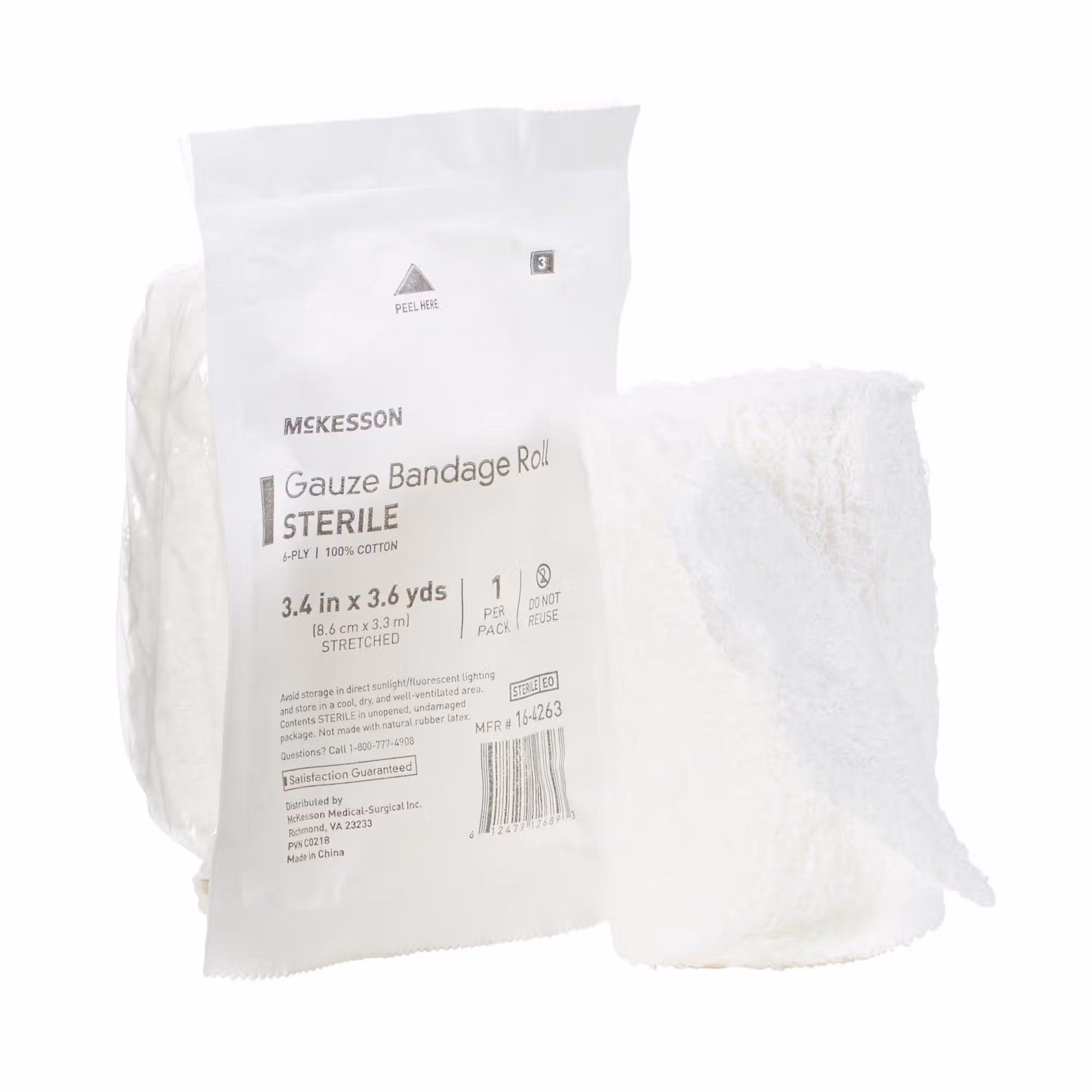 McKesson Sterile Fluff Bandage Roll, 3-2/5 Inch x 3-3/5 Yard, Six Ply