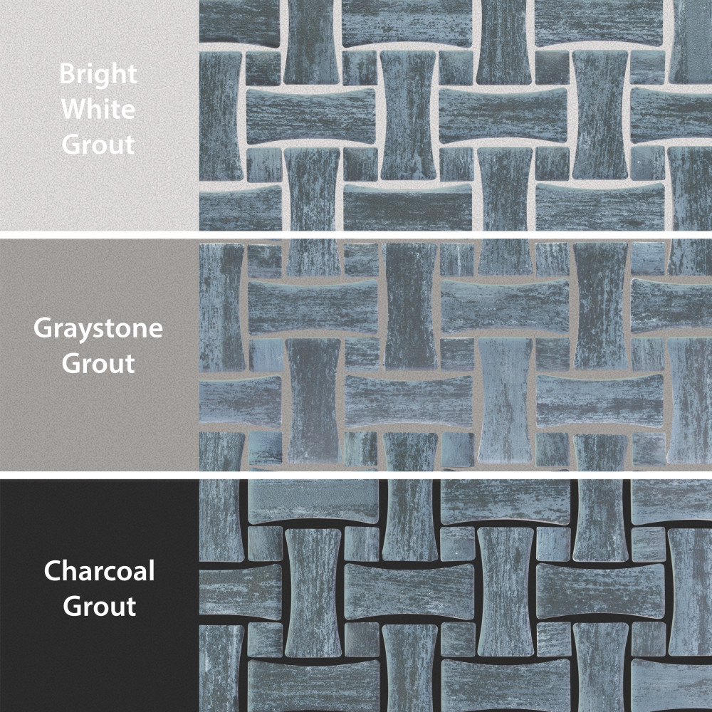 Sample – Cassis Dog Bone Basketweave Black w/ Black Dot Porcelain Mosaic Tile