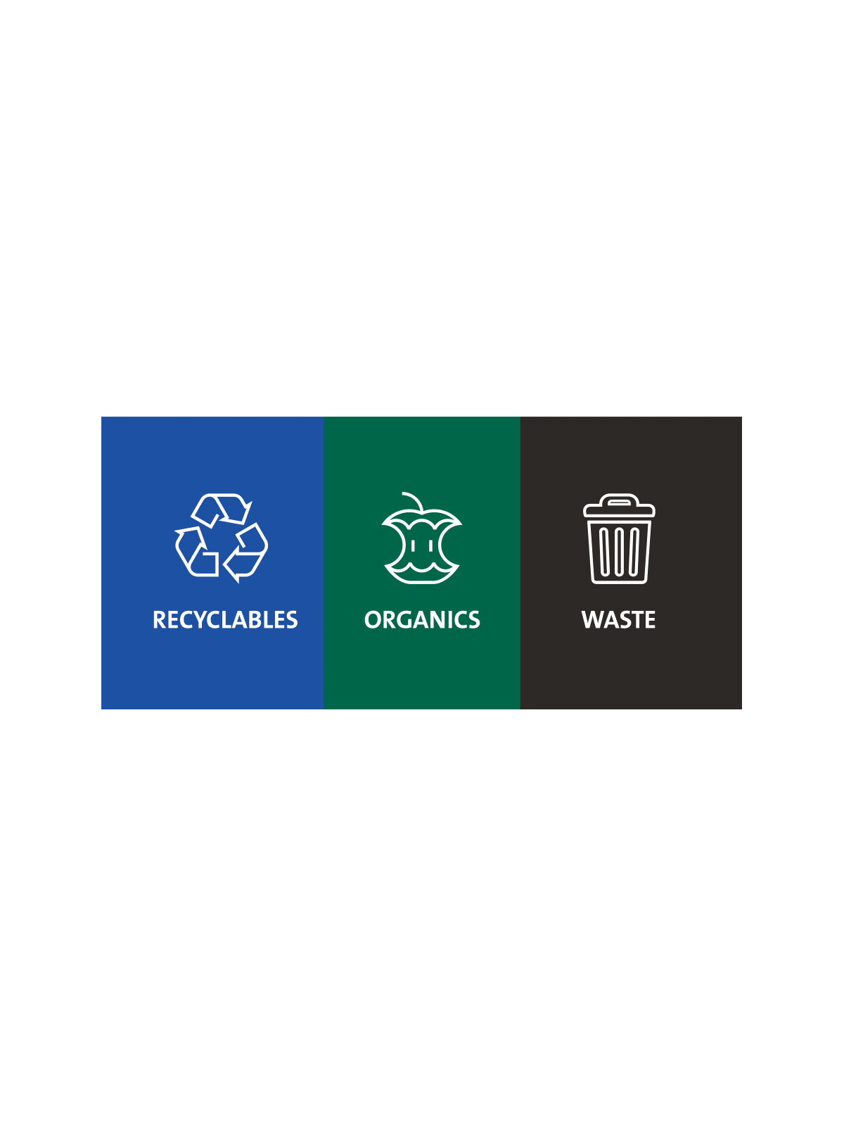 SESSANTA – Triple – Sign – Recyclables-Organics-Waste – Blue-Green-Black