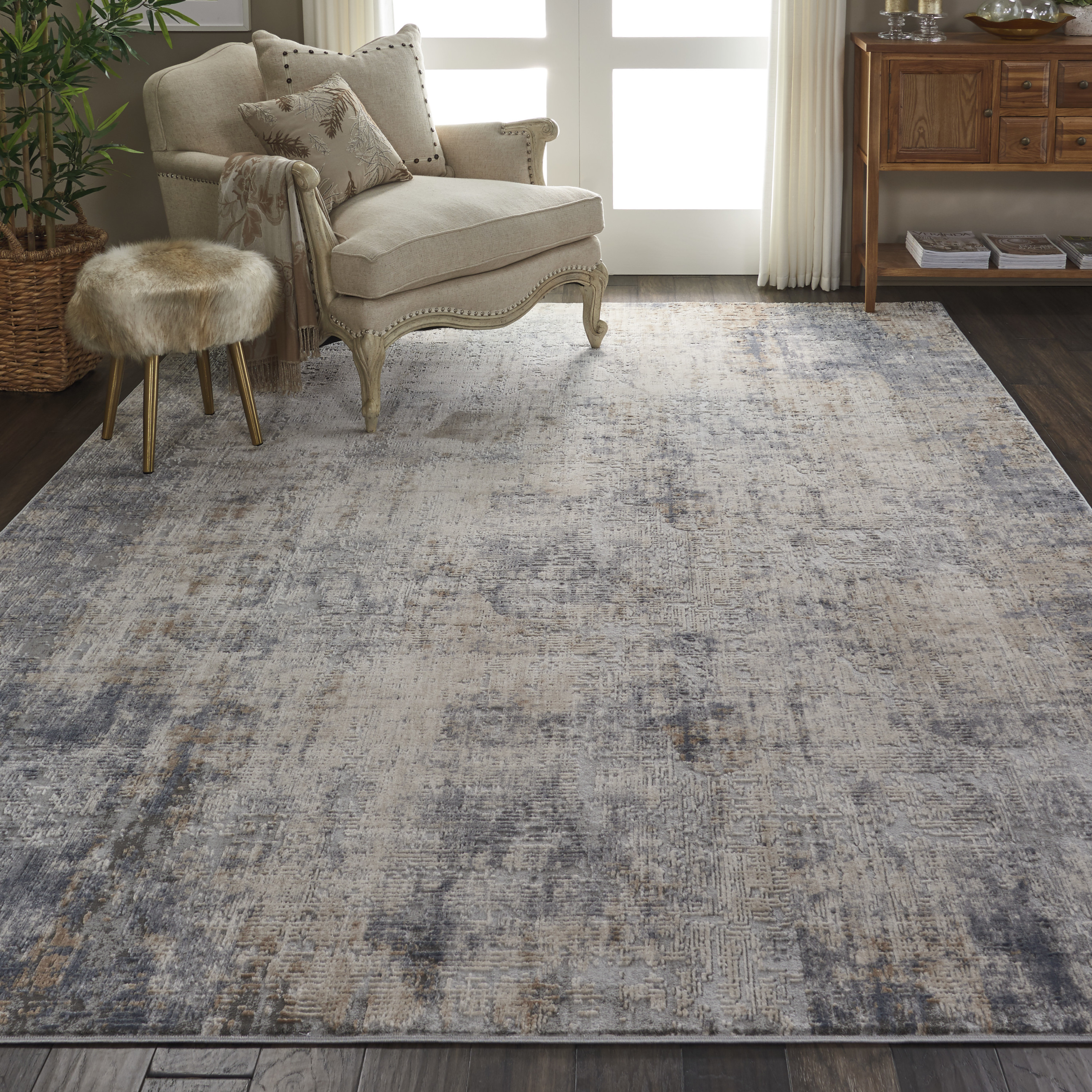 Nourison Rustic Textures 7'10" x 10'6" Grey Beige Modern Indoor Rug