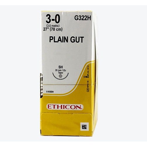 Plain Gut Suture, 3-0, SH, Taper Point, 27" - 36/Box
