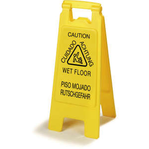 Carlisle, Flo-Pac®  Economy, (English/Spanish/German), "Caution", Wet Floor Sign, Yellow, 25"