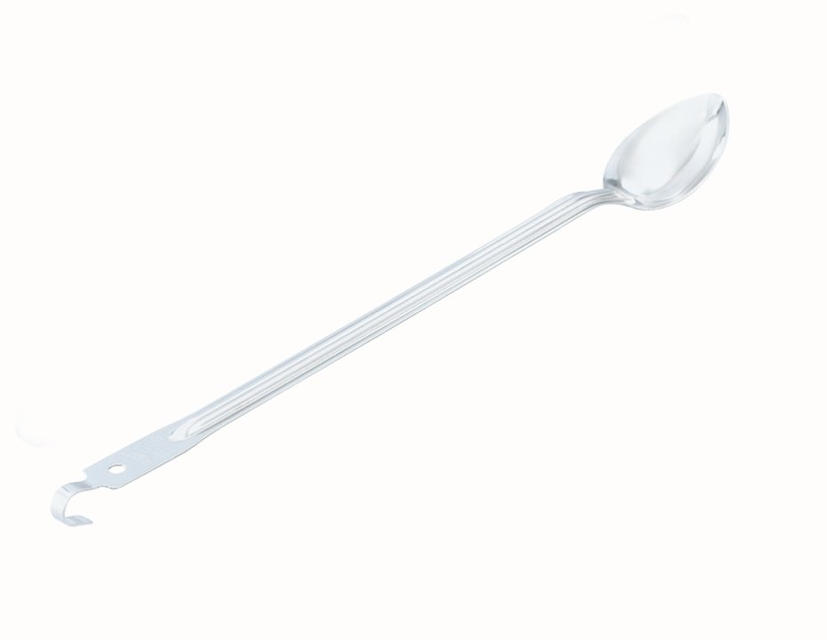 Hooked-handle stainless steel solid spoon