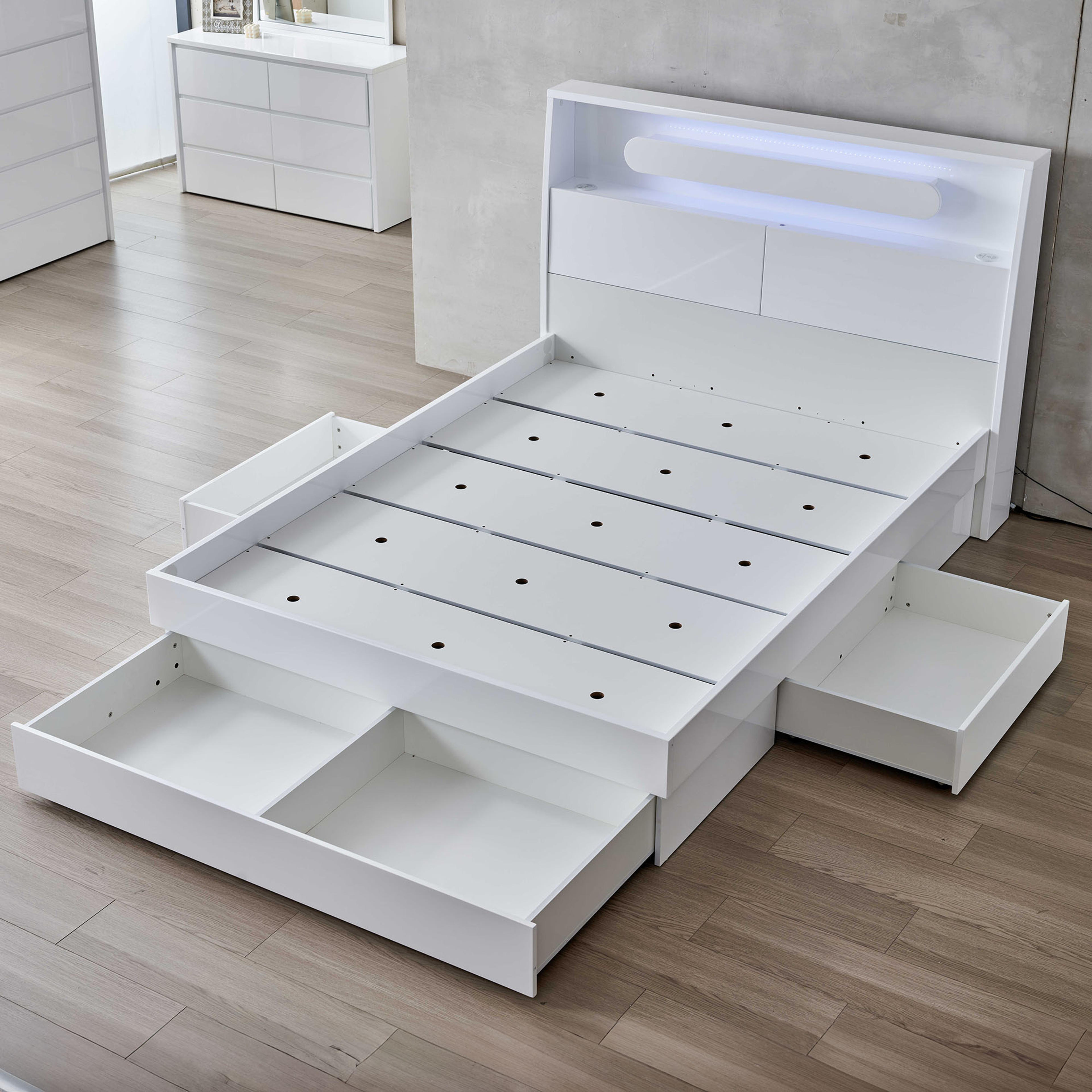 Product image of the  Nova Bed Frame, 3 Drawer Base, Gloss White from Forty Winks