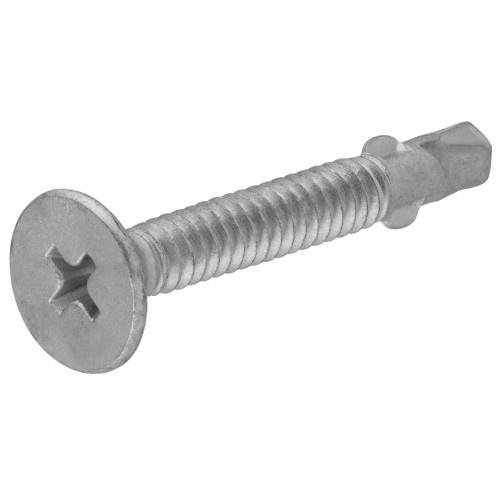 Zinc Flat Head Phillips Self Drilling Screws with Wings #12-24 x 2