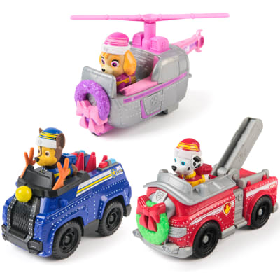 PAW Patrol Holiday Vehicle Bundle, Holiday-Themed Chase, Marshall & Skye Action Figures & Rescue Vehicles, Kids Toys for Boys & Girls Ages 3 & Up