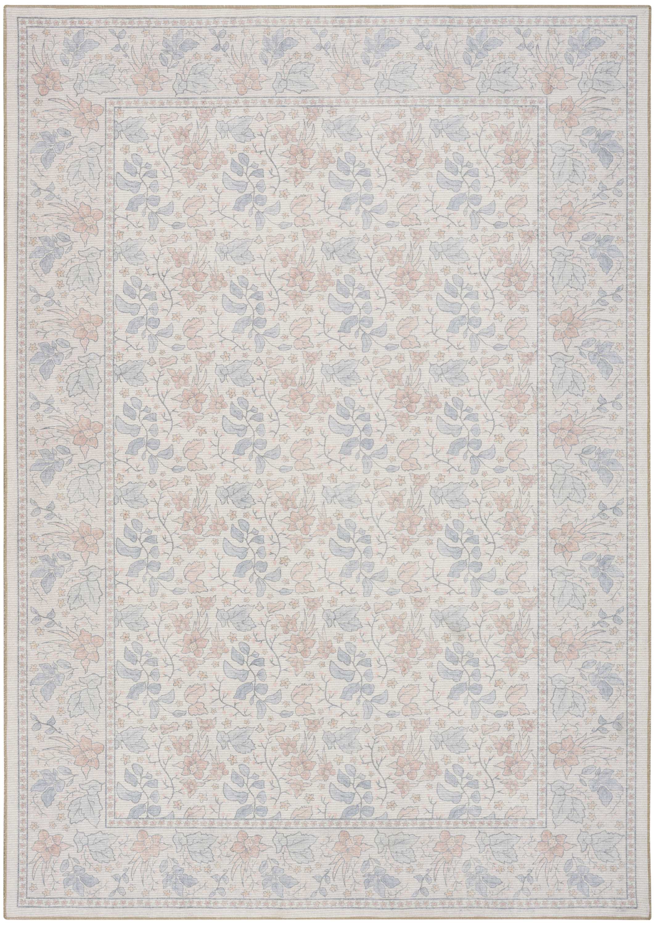 Nourison Botanical Washables 4' x 6' Ivory Multicolor Farmhouse Indoor Rug