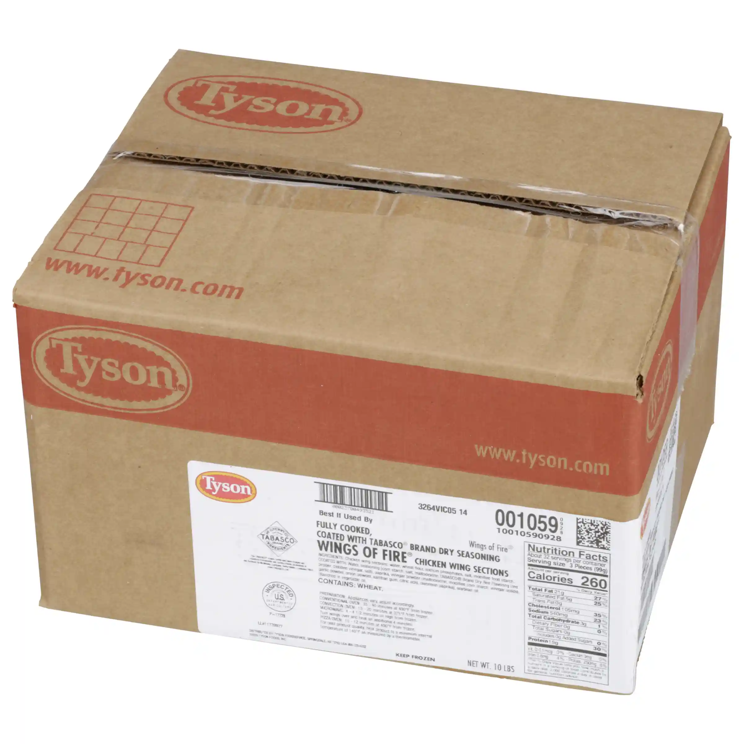 Tyson® Tabasco® Wings of Fire® Fully Cooked Coated Bone-In Chicken Wing Sections, Jumbo_image_5
