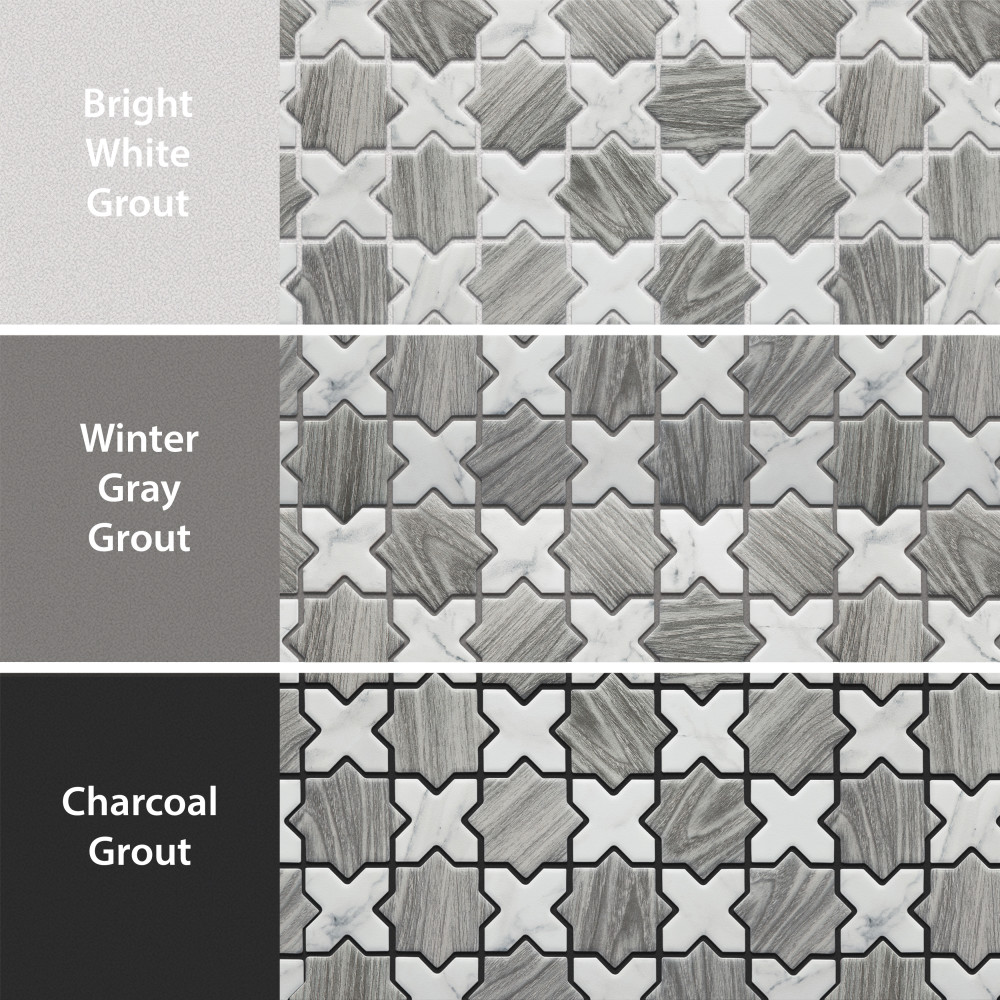 Llama 2″ Star Silver Smoke w/Cal Cross 11-7/8 in. x 11-7/8 in. Porcelain Mosaic Tile