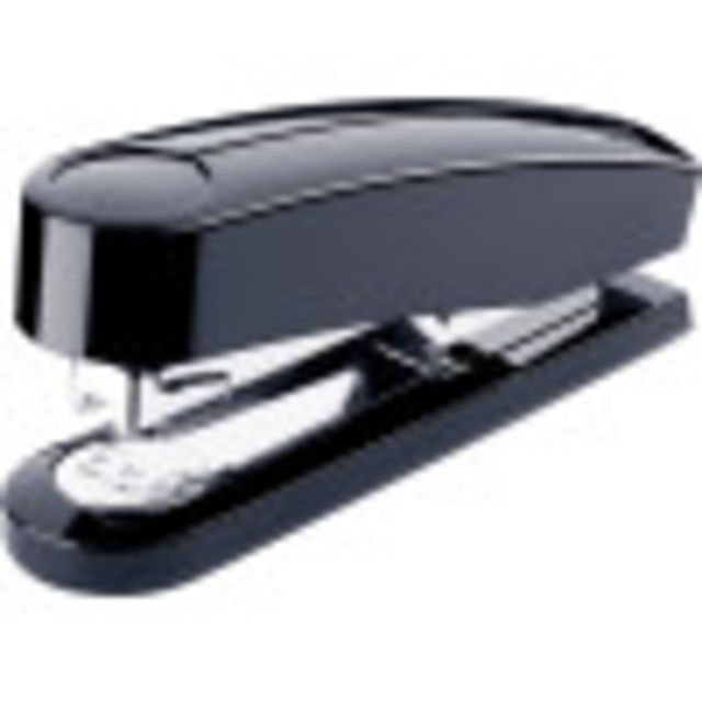High performance executive stapler for stapling up to 40 sheets and includes temporary pinning and tacking.