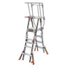 Compact Cage Enclosed Platform Ladder Fiberglass Model Adjustable 4-6 ft. Type IAA-375 lbs. Rated