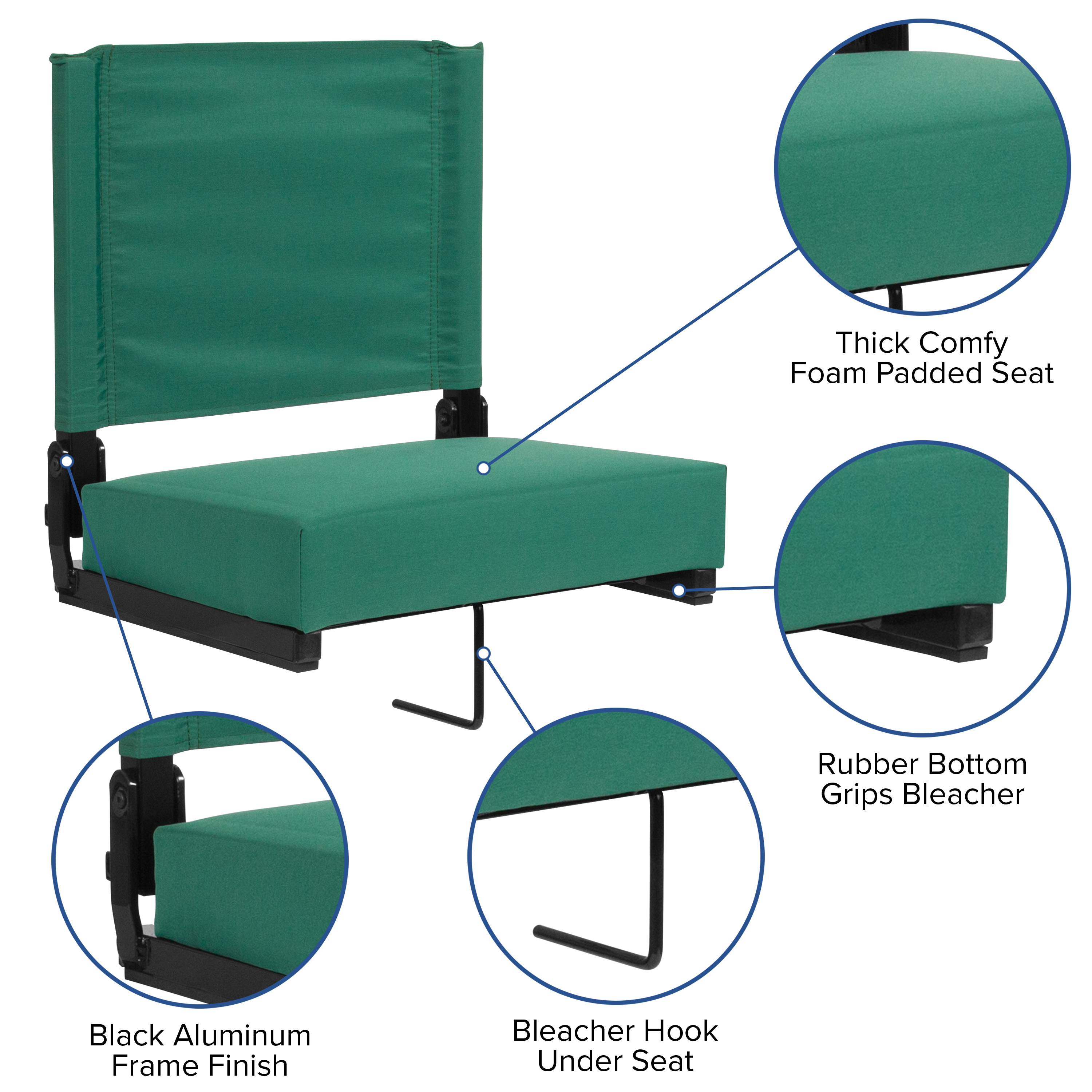 Juego de 2.500 lb. Silla de estadio ligera clasificada con asiento ultra acolchado, azul marino... - Imagen 70 de 175