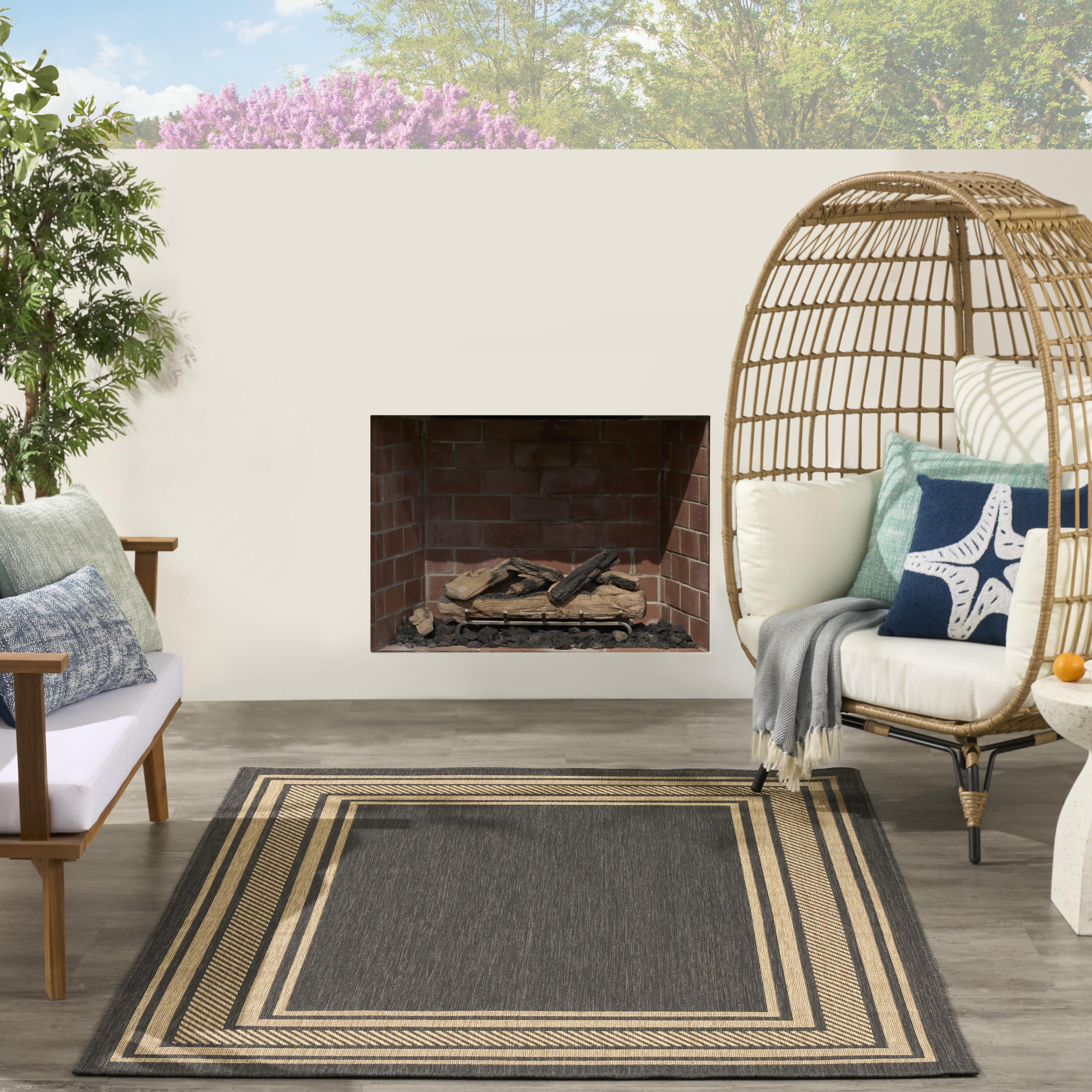 Nourison Horizon Indoor/Outdoor 5' x 7' Charcoal Modern Rug