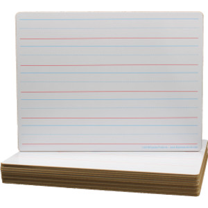 Two-Sided Dry Erase Board, Plain/Ruled, 9" x 12", Classpack of 12