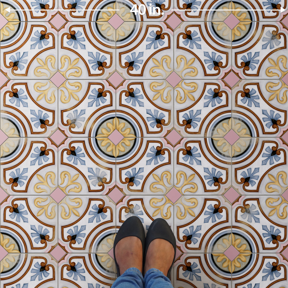 Vaudeville Octagon Deco Diglas with Taco Pink 7-7/8 in. x 7-7/8 in. Porcelain Floor and Wall Tile