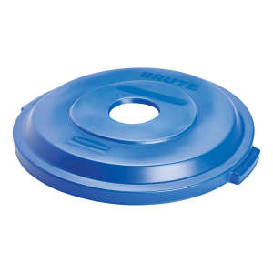 Rubbermaid Commercial, BRUTE®, Bottles/Cans Recycling, Round, Resin, 32 gal, Resin, Blue, Receptacle Lid