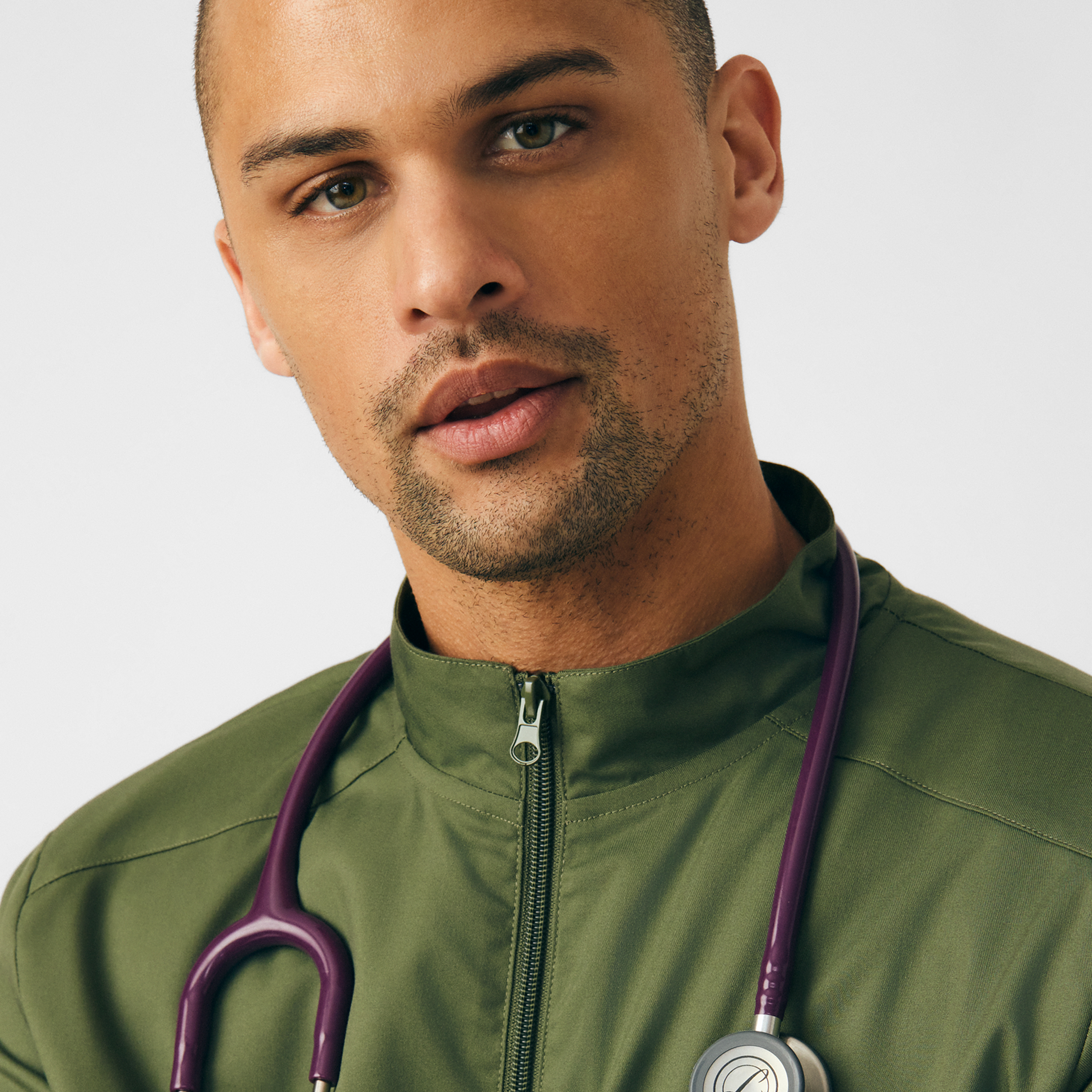 Landau ProFlex LJ702 Men&#8216;s 4-Pocket Wrinkle Resistant Scrub Jacket with Mock Neck and Zip Front-Landau