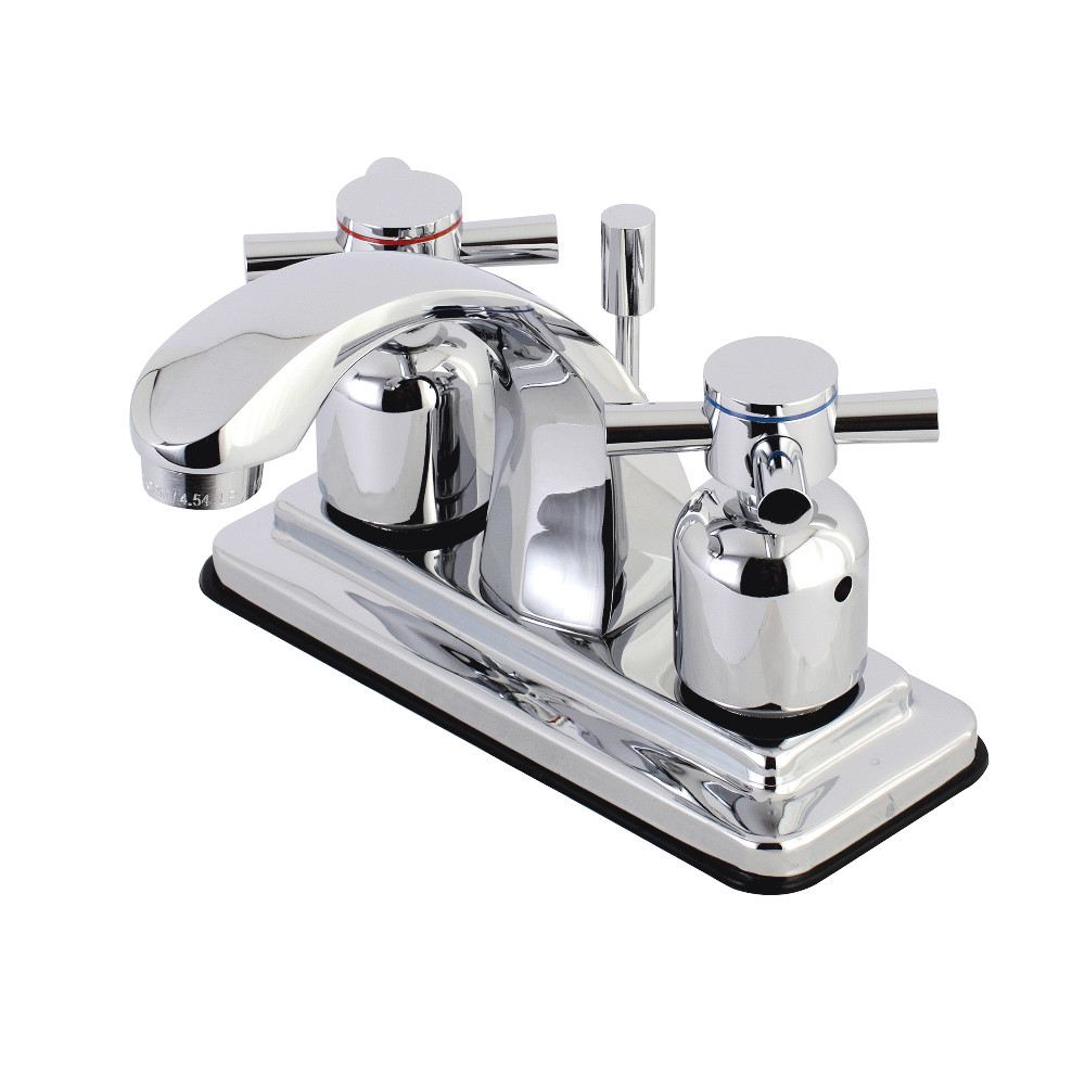 Double-Handle 4" Centerset Bathroom Faucet with Pop-Up Drain, Polished Chrome