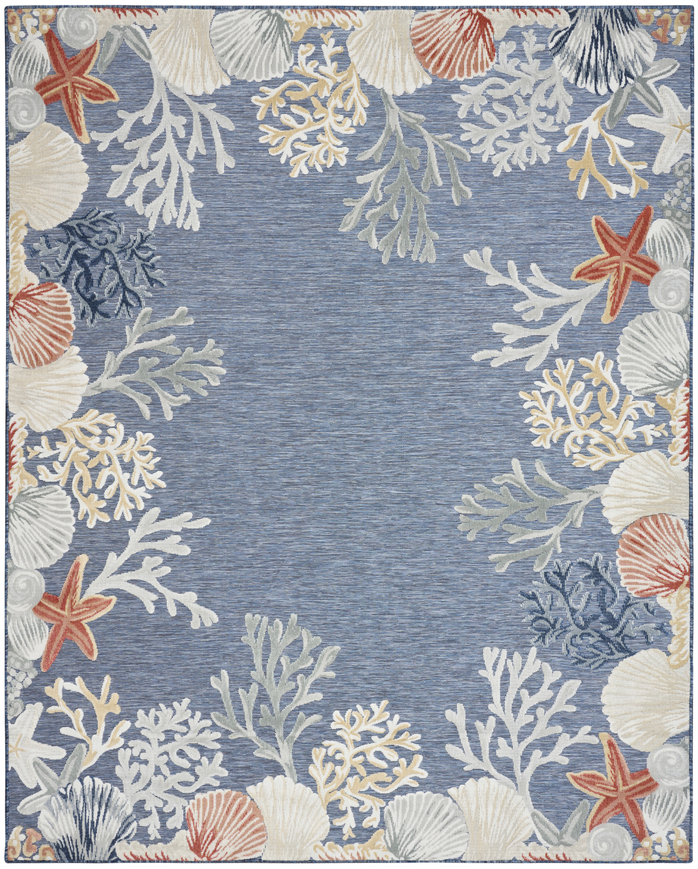 Nourison Suncoast 9' x 12' Denim Multicolor Coastal, Nautical & Beach Rug