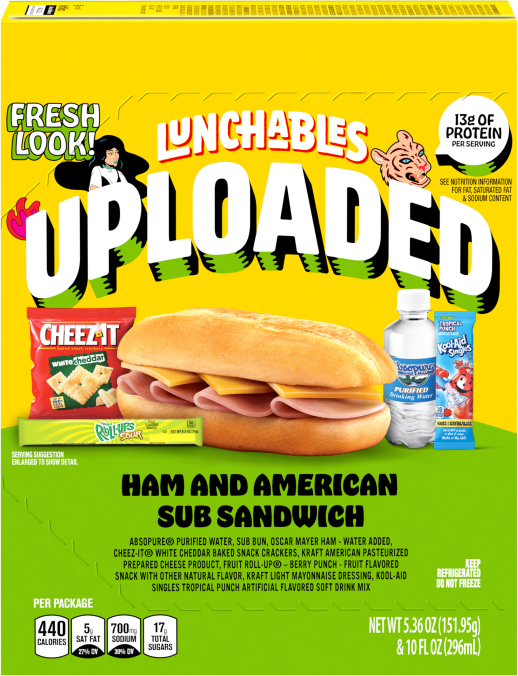 Lunchables Uploaded Sub Meal Kit, White Cheddar Cheez-It, Fruit Roll Up Sour, & Kool-Aid Tropical Punch, 15.36 oz Box