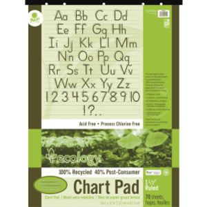 Recycled Chart Pad, Manuscript Cover, 1-1/2" Ruled 24" x 32", 70 Sheets