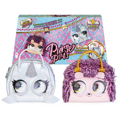 Purse Pets Micros, Edgy Hedgy Hedgehog & Narwow Narwhal Mini Purse 2-Pack, Shoulder Bag Crossbody Purse Accessories, Girls Coin Purse & Tween Gifts