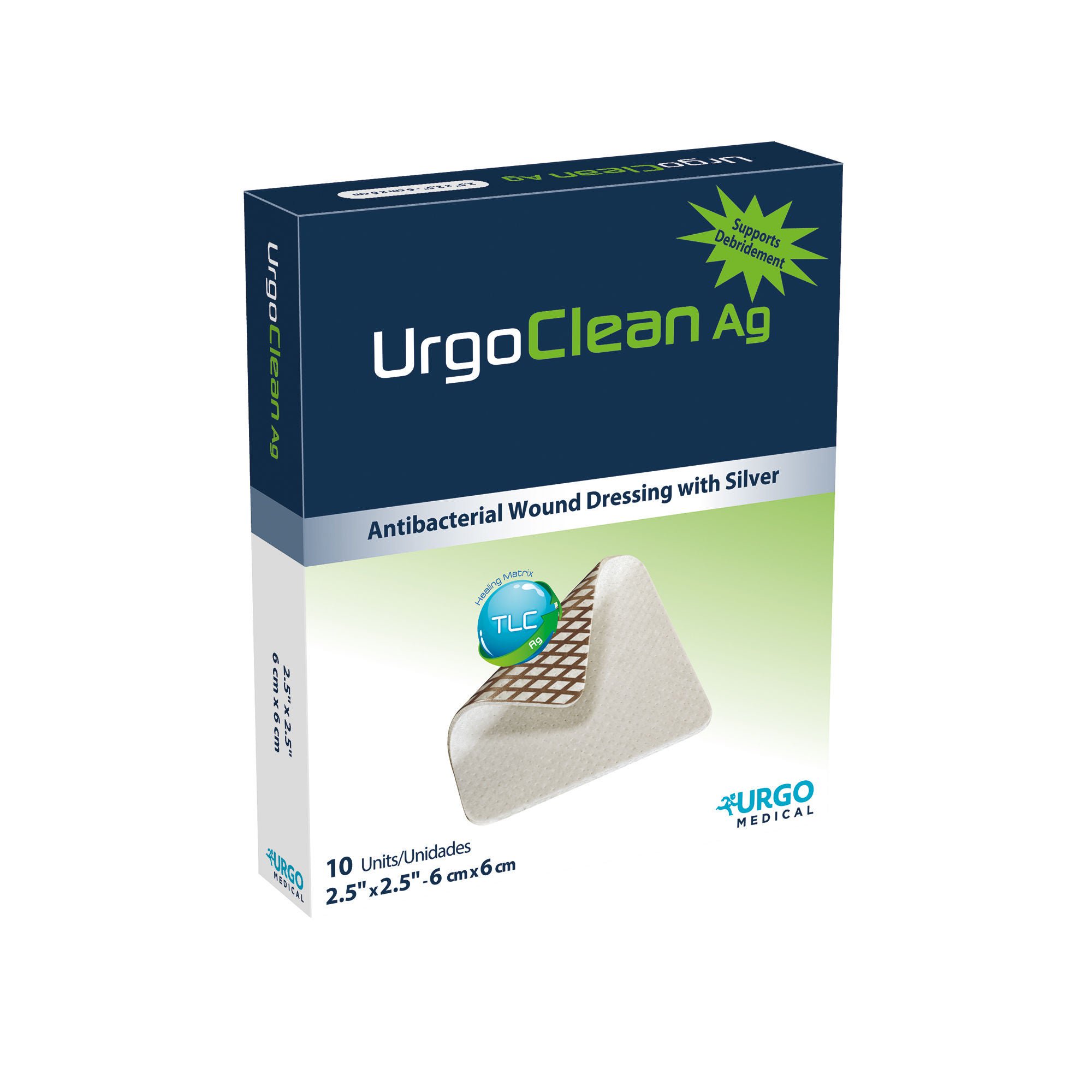 Urgo Medical North America LLC DRESSING, WND URGOCLEAN AG ANTI-BIOFILM SLVR 2.5"X2.5" (10/B