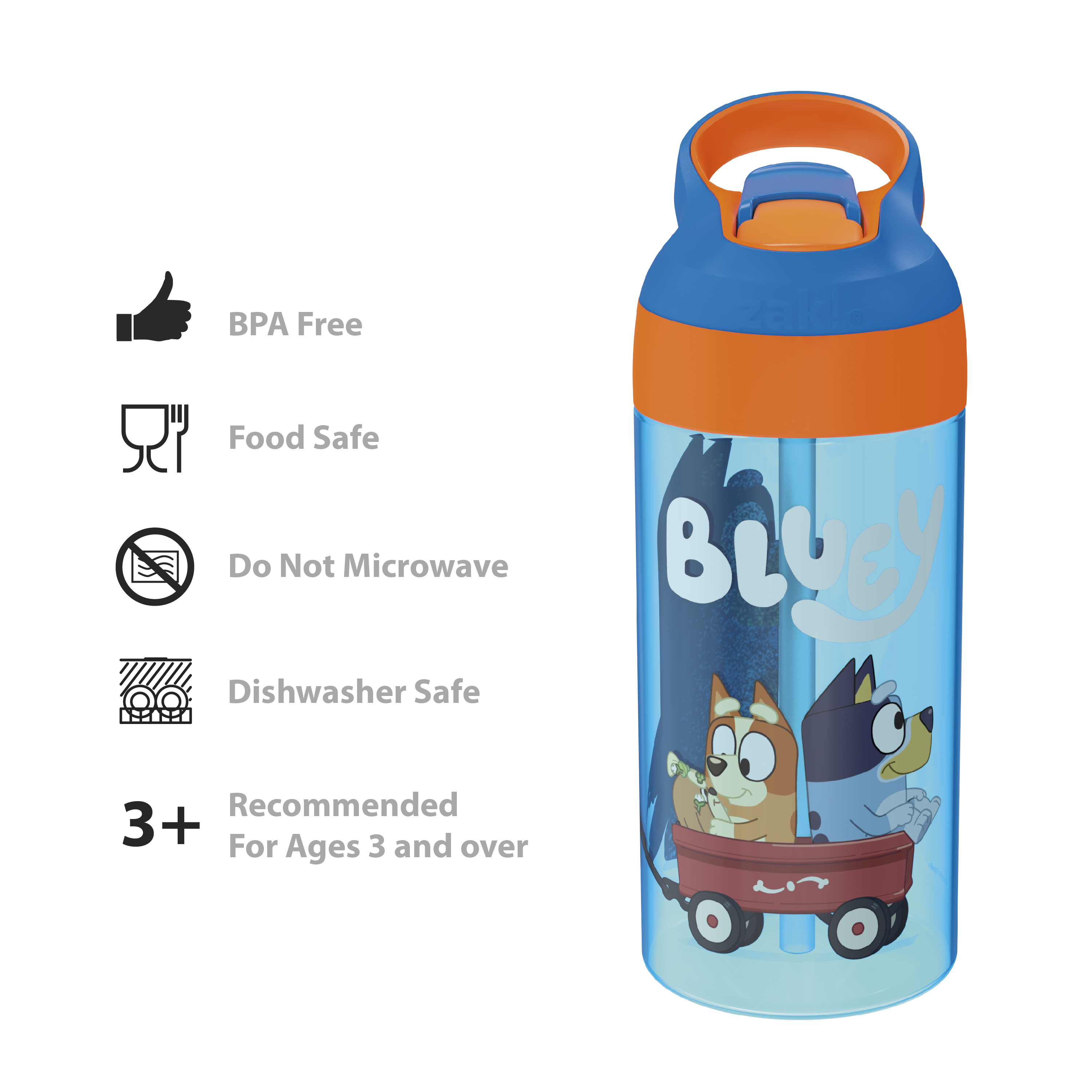 Bluey 17.5 ounce Water Bottle, Bingo and Bluey, 2-piece set slideshow image 6