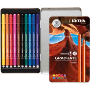 Graduate Fineliner Marker Set Tin, Assorted Colors, 10 Pieces
