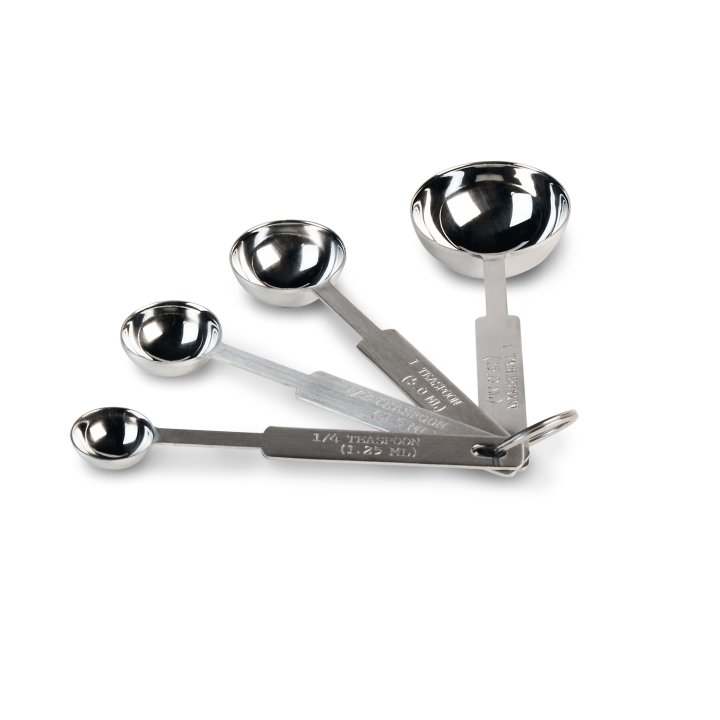 Four-piece round stainless steel measuring spoon set