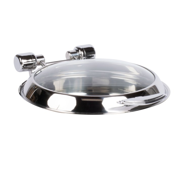 Intrigue® Round Induction Chafer Glass Lid with Stainless Steel Trim