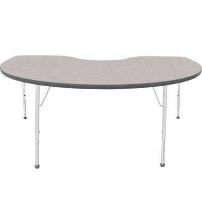 Creative Colors® Activity Table, Kidney, 48" x 72", Gray Nebula Top Color, Graphite Edge Color, Standard Leg Height, Platinum Si