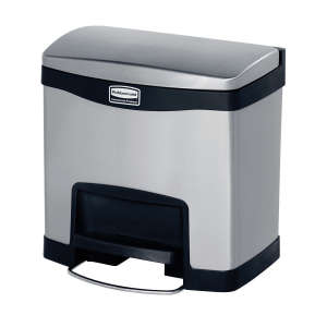 Rubbermaid Commercial, Impressions™, 4 gal, Metal, Black, Rectangle, Receptacle