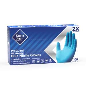 Supply Source, Safety Zone®, General Purpose Gloves, Nitrile, 3.7 mil, Powder Free, XXL, Blue