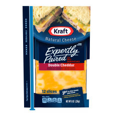 Kraft Expertly Paired Double Cheddar Cheese Slices for Deli Sandwiches, 12 ct Pack