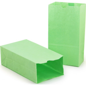 Gusseted Paper Bags, #6 (6" x 3.5" x 11"), Lime Green, Pack of 50