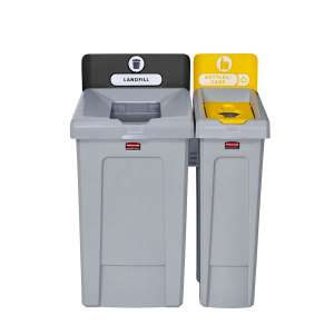 Rubbermaid Commercial, Slim Jim, Bottles/Cans Station, 23 gal, Resin, Yellow, Rectangle, Receptacle