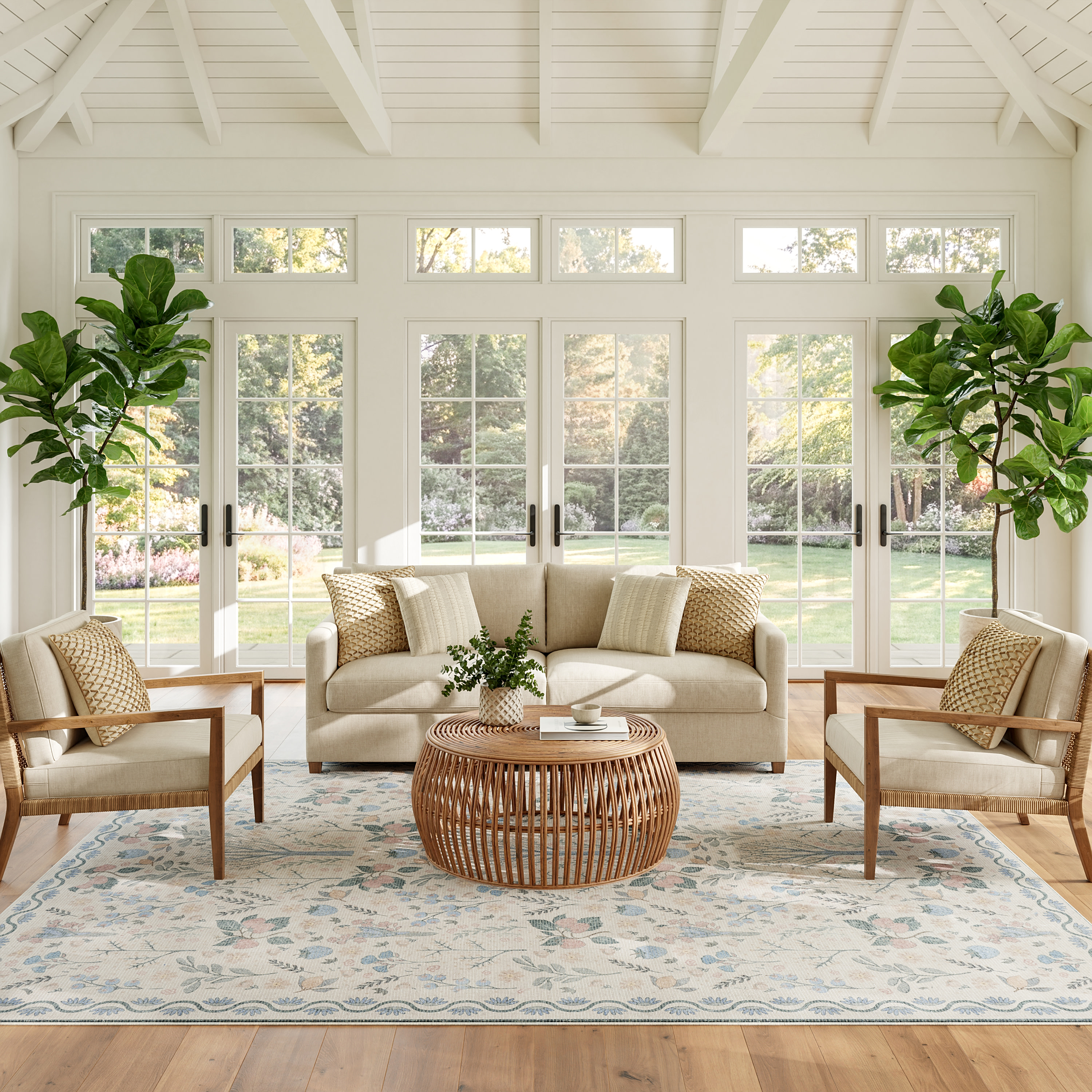 Nourison Botanical Washables 7'6" x 9'10" Ivory Multicolor Modern Indoor Rug
