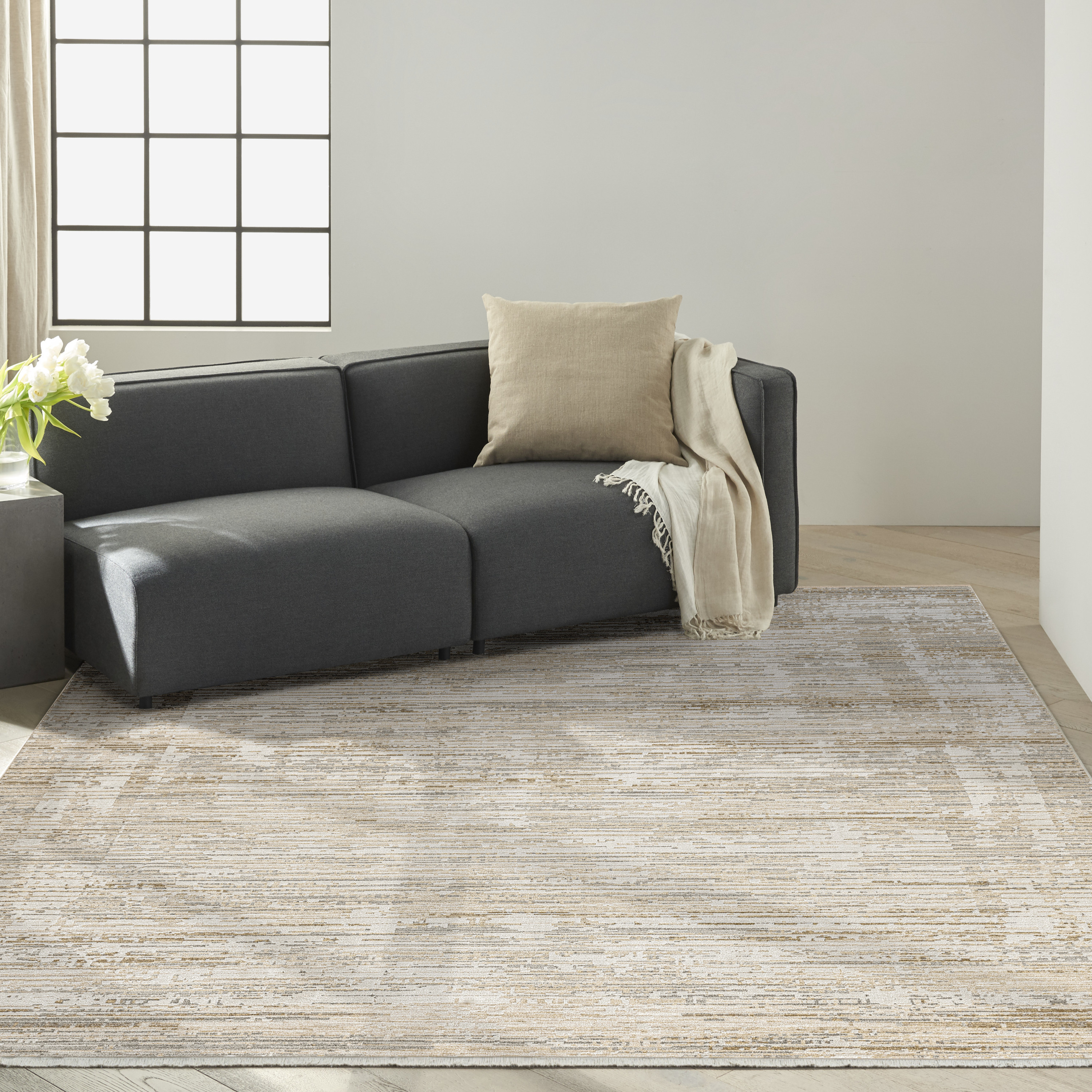 Calvin Klein CK078 Summit 9'10" x 13' Natural Ivory Modern Indoor Rug