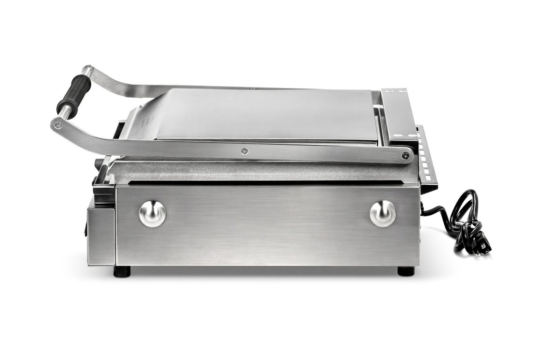 120-volt super-size panini sandwich grill with aluminum flat plates and NEMA 5-15P Plug