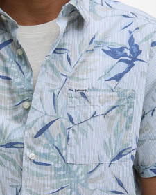Valleyfield Palm-Print Short-Sleeved Shirt Bleached Blue
