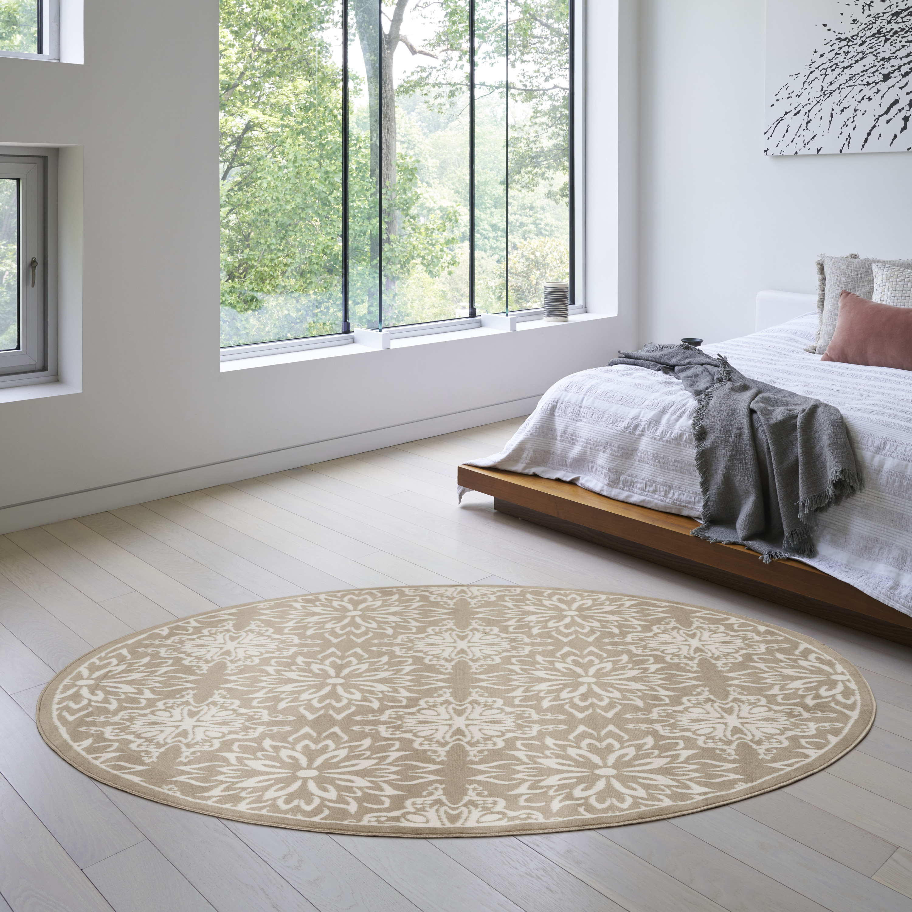 Nourison Jubilant 8' x Round Taupe Farmhouse Indoor Rug